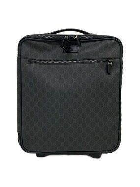 Gucci Travel Bag GG Supreme Black Dark Gray Leather